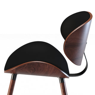 Sunvega Mid Century Modern Dining Chair with Black Vegan Faux Leather Upholstery