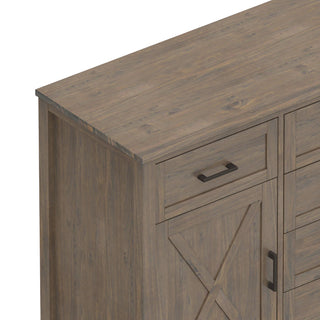 Sunvega Handcrafted Solid Wood Smoky Brown Sideboard with Drawers and Doors