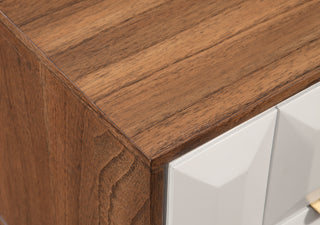 Sunvega Burnished Walnut Acacia Wood Nightstand with Two Dovetail Drawers