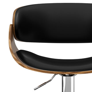 Sunvega Adjustable Swivel Bar Stool with Black Vegan Faux Leather Upholstery