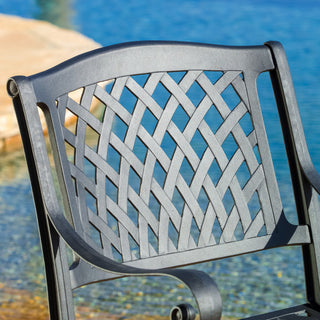 Sunvega Traditional Cast Aluminum Dining Chairs with Floral Accents and Scroll Design Set of 2