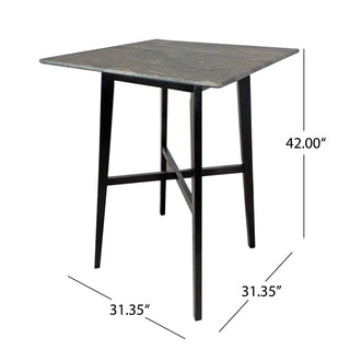 Sunvega Modern Bar Height Dining Table with Rubberwood Legs and Marble Laminate Top