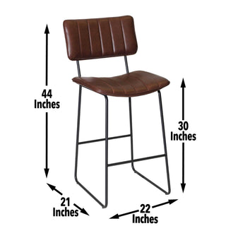 Sunvega Mid-Century Modern Bar Stool with Channel Back and Shaped Seat