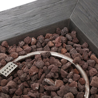 Sunvega 32 Inch Square Wood Mgo Fire Pit in Grey with 40000 BTU