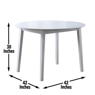 Sunvega Round Drop Leaf Dining Table with Vintage Antiqued White Cottage Finish
