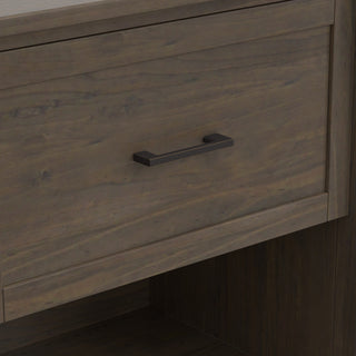 Sunvega Handcrafted Solid Wood Smoky Brown Bedside Table with Drawer and Storage