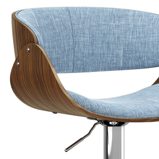 Sunvega Adjustable Swivel Bar Stool with Denim Blue Upholstery and Chrome Base