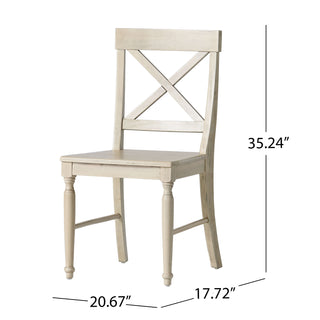 Sunvega Acacia Wood Dining Chairs with X-Shaped Backrest for Classic Dining Room