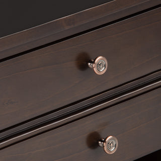 Sunvega Dark Tobacco Brown Solid Wood Bedside Table with Two Spacious Drawers