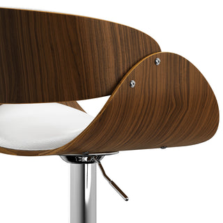 Sunvega Adjustable Swivel Bar Stool with White Vegan Faux Leather Upholstery