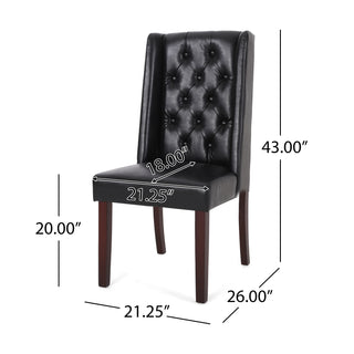 Sunvega Contemporary Tufted Dining Chairs with High Back and Birch Wood Legs