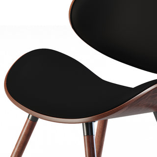 Sunvega Mid Century Modern Dining Chair with Black Vegan Faux Leather Upholstery