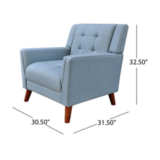 Sunvega Mid-Century Modern Armchair with Tufted Waffle Stitch and Tapered Brown Legs