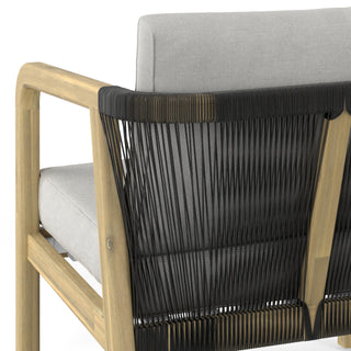 Sunvega Solid Acacia Wood Outdoor Conversation Chair Set with Grey Rope Cording
