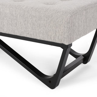 Sunvega Modern Ottoman Bench with Button-Tufted Waffle Stitch and Geometric Legs
