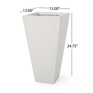 Sunvega 13 Inch Modern Tapered Cast Stone Planter for Outdoor Patio Use