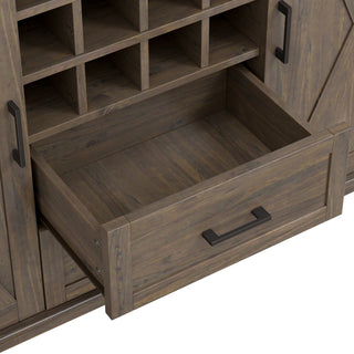 Sunvega Smoky Brown Solid Wood Sideboard with Wine Storage and Drawers