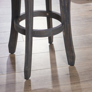 Sunvega Rustic Acacia Wood Barstool with Foot Rest for Outdoor Seating