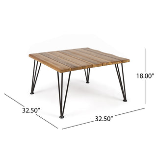 Sunvega Rustic Industrial Acacia Wood and Iron Frame Outdoor Coffee Table
