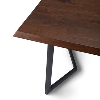 Sunvega Dark Brown Mango Wood Dining Table with Charcoal Metal Legs for 6