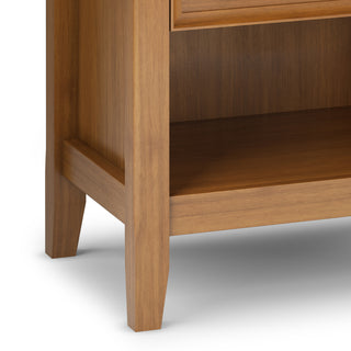 Sunvega Light Golden Brown Solid Wood Bedside Table with Two Spacious Drawers