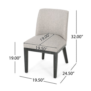Sunvega Two Piece Solid Wood Dining Chair Set with Textured Fabric Seating