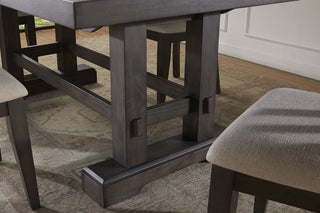 Sunvega Mango Wood Dining Table with Plank Effect Top and Double Pedestal Base