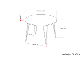 Sunvega Handcrafted Natural Mango Wood Round Dining Table with Hairpin Legs