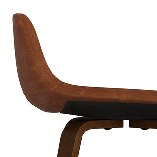 Sunvega Mid Century Modern Bentwood Stool with Vegan Faux Leather Seat and Back