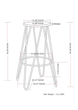 Sunvega Industrial Metal Counter Height Stool with Solid Wood Seat and Hairpin Legs