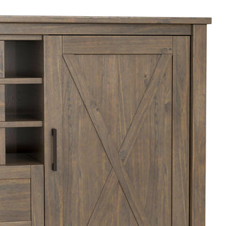 Sunvega Smoky Brown Solid Wood Sideboard with Wine Storage and Drawers
