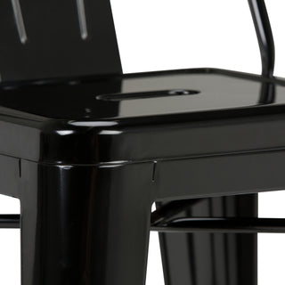 Sunvega Industrial Metal Bar Stool Set of 2 with Curved Back and Foot Rest