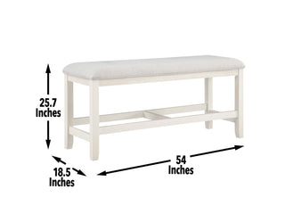 Sunvega Acacia Wood Counter Bench with Cream Linen Cover and 300 lb Capacity