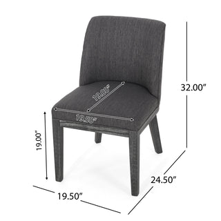 Sunvega Two Piece Solid Wood Dining Chair Set with Textured Fabric Seating
