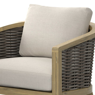 Sunvega Handcrafted Acacia Wood Outdoor Conversation Chair Set of 2 with Cushions
