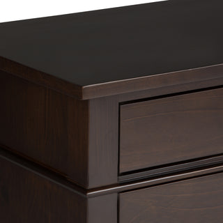 Sunvega Dark Tobacco Brown Solid Wood Bedside Table with Two Spacious Drawers