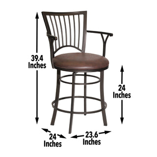 Sunvega Commercial Grade 24 Inch Swivel Counter Stool with Metal Footrest