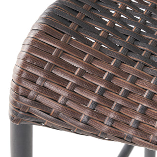 Sunvega Multibrown Wicker Counter Stools with Curved Back and Iron Frame for Patio