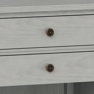 Sunvega Fog Grey Solid Wood Bedside Table with Two Spacious Drawers