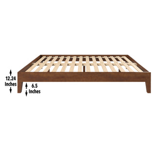 Sunvega King Platform Bed with 28-Slat Dual-Zone System in Brown