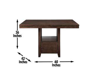 Sunvega Mindi Veneer and Asian Hardwood Espresso Counter Table with Storage