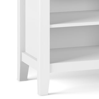 Sunvega White Handcrafted Solid Wood Bedside Table with Drawer and Shelf