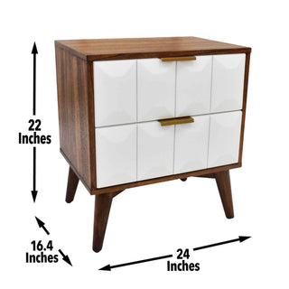 Sunvega Burnished Walnut Acacia Wood Nightstand with Two Dovetail Drawers