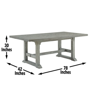 Sunvega Gray Dining Table with Diamond Inlay and Double Trestle Base for Six