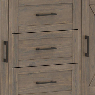 Sunvega Handcrafted Solid Wood Smoky Brown Sideboard with Drawers and Doors