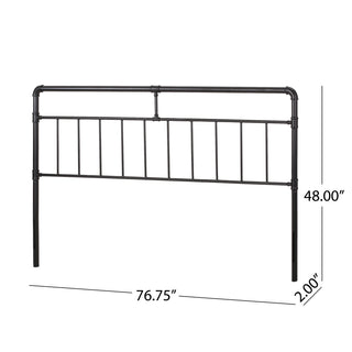 Sunvega Industrial Iron Piped Headboard with Flat Black Finish for Bedroom