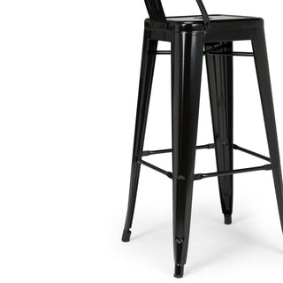 Sunvega Industrial Metal Bar Stool Set of 2 with Curved Back and Foot Rest