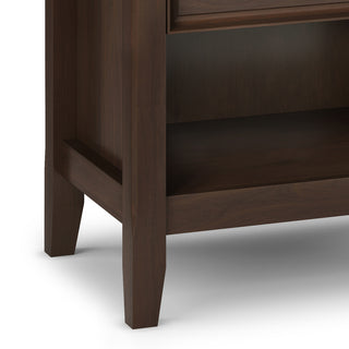 Sunvega Natural Aged Brown Solid Wood Bedside Table with Two Spacious Drawers