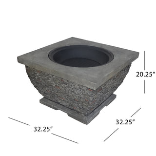 Sunvega Lightweight Concrete Wood Burning Fire Pit for Backyard and Patio