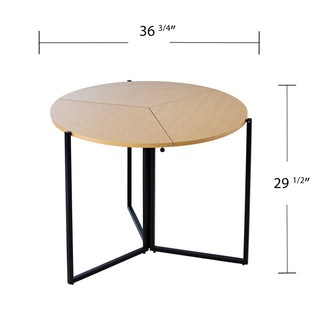 Sunvega Round Folding Dining Table for Small Spaces with Collapsible Design